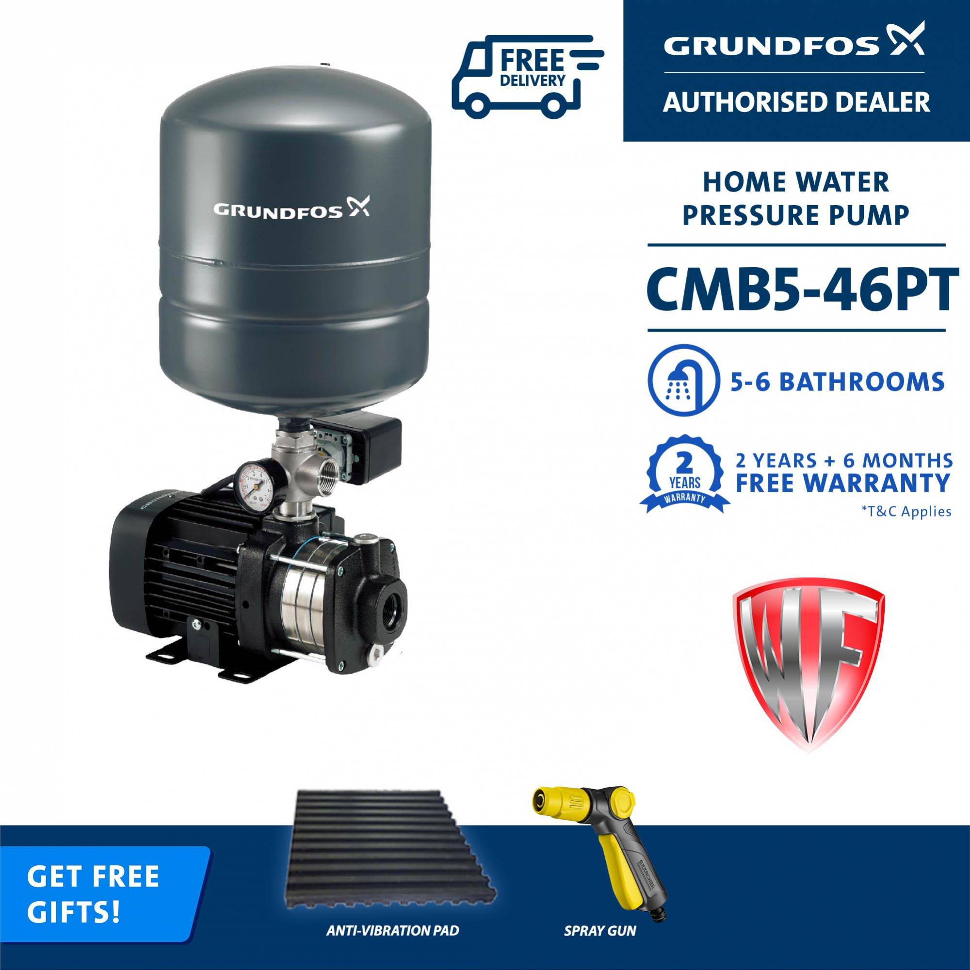 Grundfos CMB546 PT Home Water Pressure Booster Pump